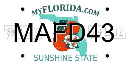 MAFD43 Florida License Plate