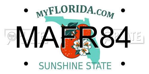 MAFR84 Florida License Plate
