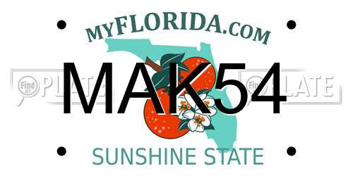 MAK54 Florida License Plate