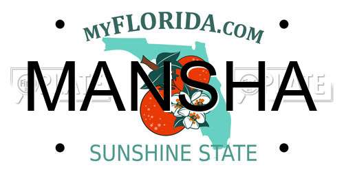 MANSHA Florida License Plate