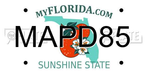 MAPD85 Florida License Plate