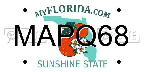 MAPQ68 Florida License Plate