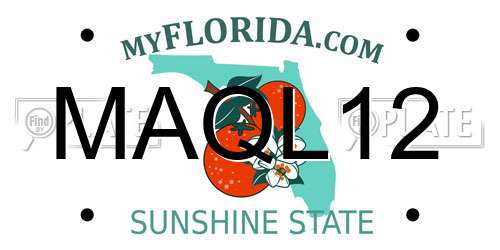 MAQL12 Florida License Plate