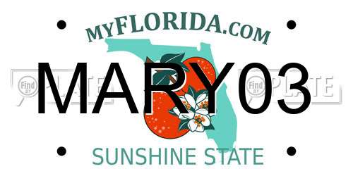 MARY03 Florida License Plate