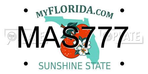 MAS777 Florida License Plate