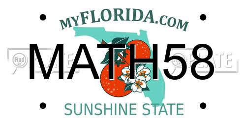 MATH58 Florida License Plate