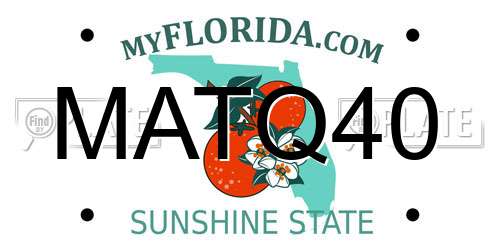 MATQ40 Florida License Plate