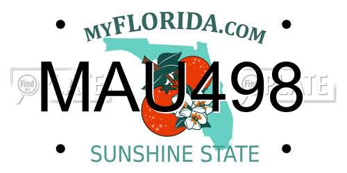 MAU498 Florida License Plate