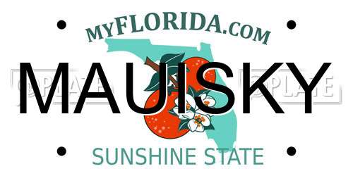 MAUISKY Florida License Plate