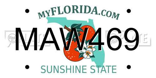 MAW469 Florida License Plate