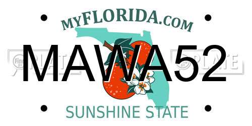 MAWA52 Florida License Plate