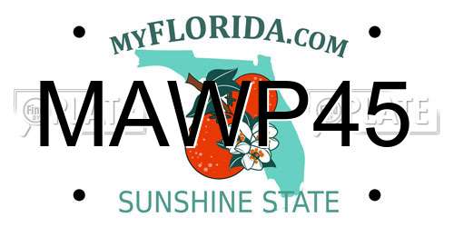 MAWP45 Florida License Plate