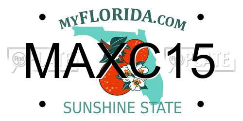 MAXC15 Florida License Plate