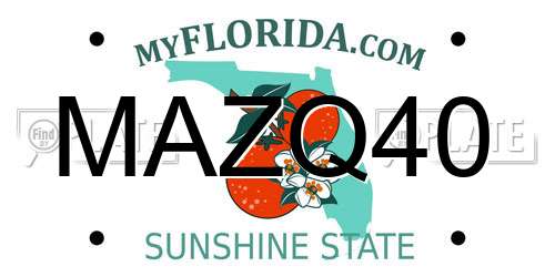 MAZQ40 Florida License Plate