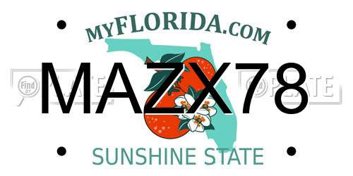MAZX78 Florida License Plate