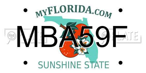 MBA59F Florida License Plate