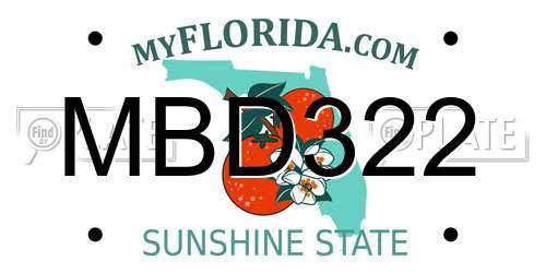 MBD322 Florida License Plate