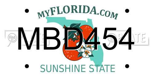 MBD454 Florida License Plate