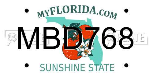 MBD768 Florida License Plate