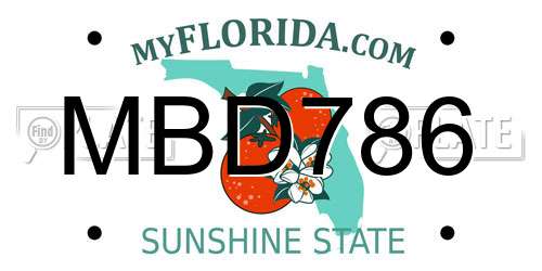 MBD786 Florida License Plate