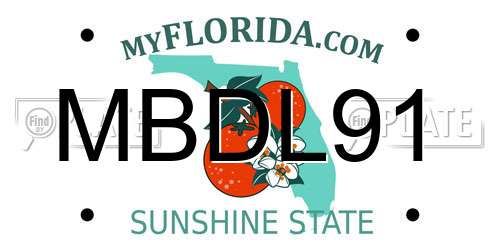 MBDL91 Florida License Plate
