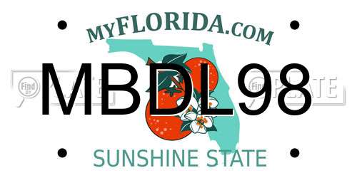 MBDL98 Florida License Plate