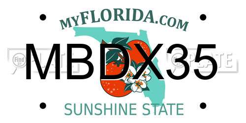 MBDX35 Florida License Plate