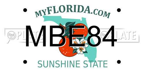 MBE84 Florida License Plate