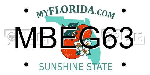 MBEG63 Florida License Plate