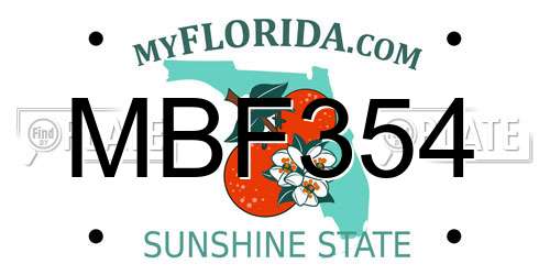 MBF354 Florida License Plate