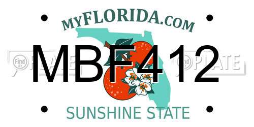MBF412 Florida License Plate