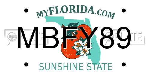MBFY89 Florida License Plate