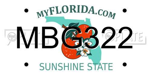 MBG322 Florida License Plate