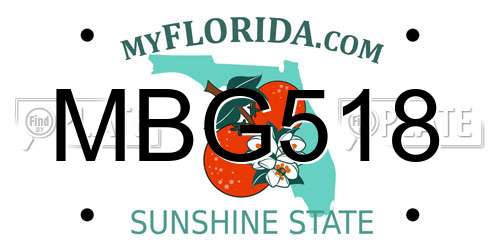 MBG518 Florida License Plate