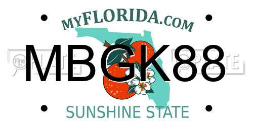 MBGK88 Florida License Plate