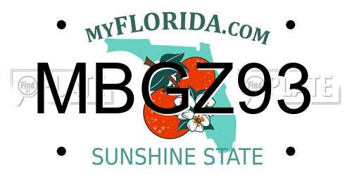 MBGZ93 Florida License Plate