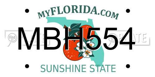 MBH554 Florida License Plate