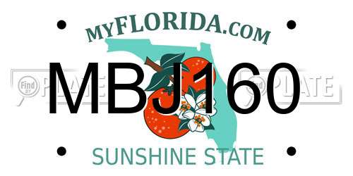MBJ160 Florida License Plate