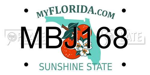 MBJ168 Florida License Plate