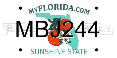 MBJ244 Florida License Plate