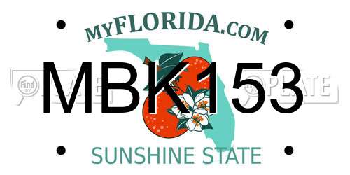 MBK153 Florida License Plate