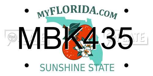MBK435 Florida License Plate