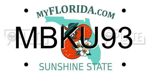 MBKU93 Florida License Plate