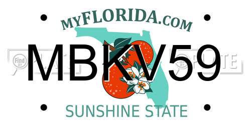 MBKV59 Florida License Plate