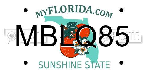 MBLQ85 Florida License Plate