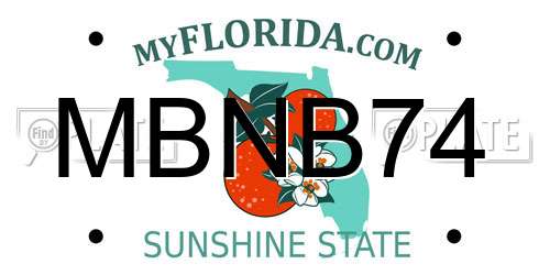 MBNB74 Florida License Plate