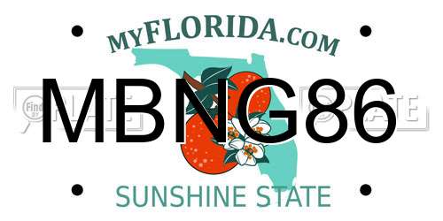 MBNG86 Florida License Plate