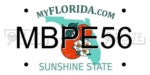 MBPE56 Florida License Plate