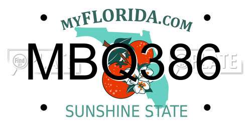 MBQ386 Florida License Plate