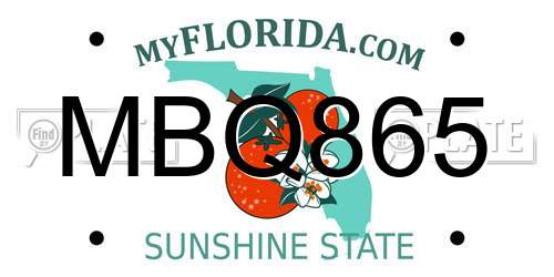 MBQ865 Florida License Plate